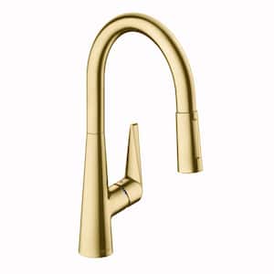 Talis S Single-Handle Pull Down Sprayer Kitchen Faucet with QuickClean in Brushed Gold Optic