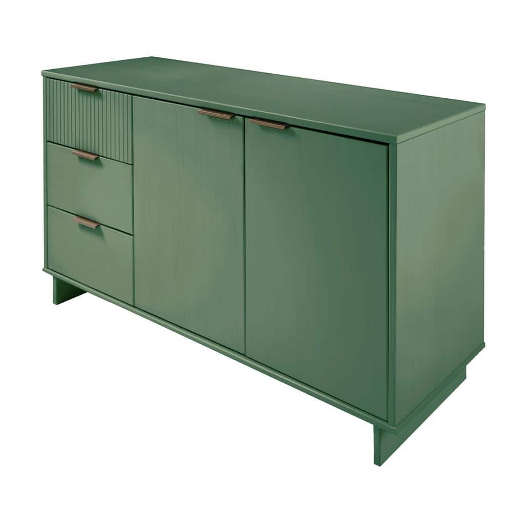 Granville Sage Green 55'' Modern Ribbed 3-Drawer Sideboard