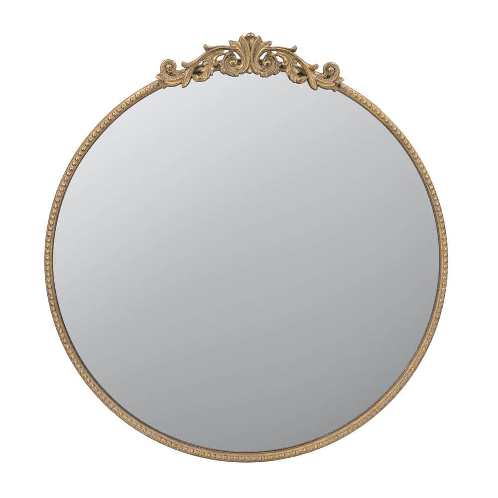 30 in. W x 32 in. H Classic Design Metal Oval Framed Wall Bathroom Vanity Mirror in Gold