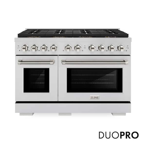 Autograph Edition 48 in. Paramount Dual Fuel Range with 8 DuoPro Burners and Convection Oven w/ Nickel Helix Handles
