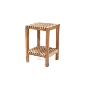 Fiji 12.25 in. W x 12.25 in. D x 17.75 in. H Flat Walk In Shower Seat with Shelf in Natural Teak