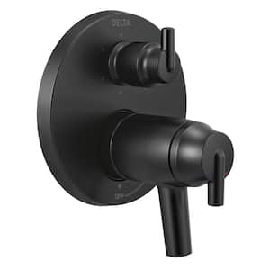 Trinsic 2-Handle Wall-Mount Valve Trim Kit with 6-Setting Integrated Diverter in Matte Black (Valve not Included)