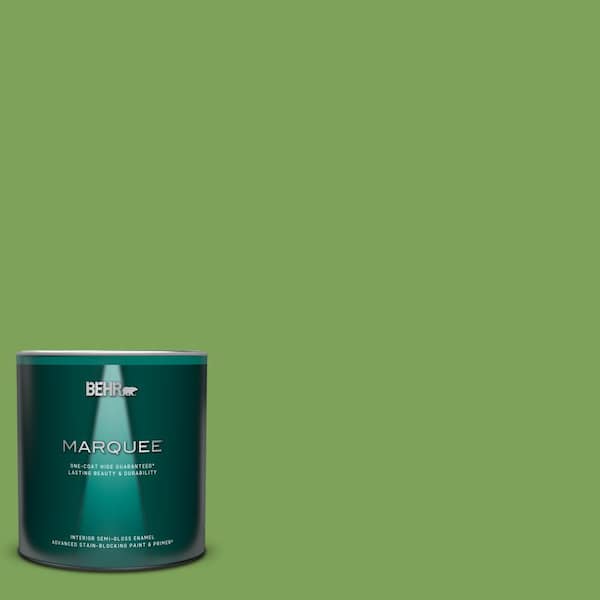 BEHR MARQUEE 1 qt. #P380-6 Springview Green Semi-Gloss Enamel Interior Paint & Primer