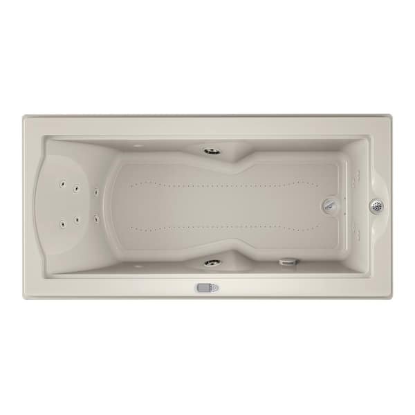 JACUZZI Fuzion salon spa 70.7 in. W. x 35.4 in. Rectangular Combination Bathtub with Right Drain in Oyster
