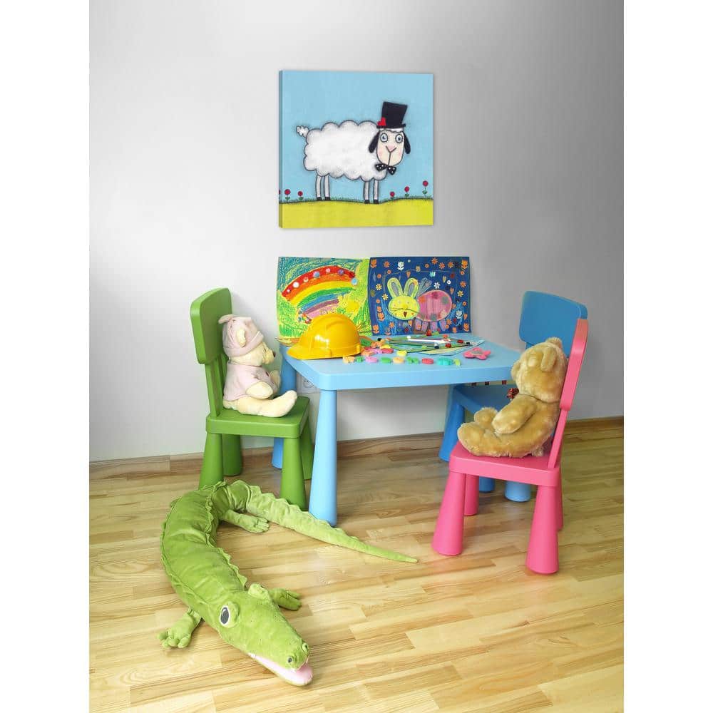 Charming Sheep with Hat Canvas Art for Kids' Nursery