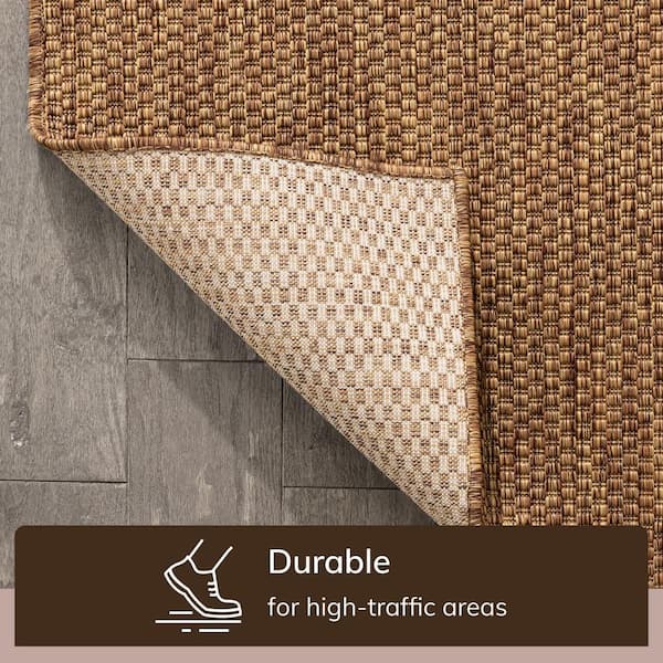Medusa Leif Nordic Geometric Pattern Coffee 5 ft. 3 in. x 7 ft. 3 in. Flatweave Indoor/Outdoor Area Rug