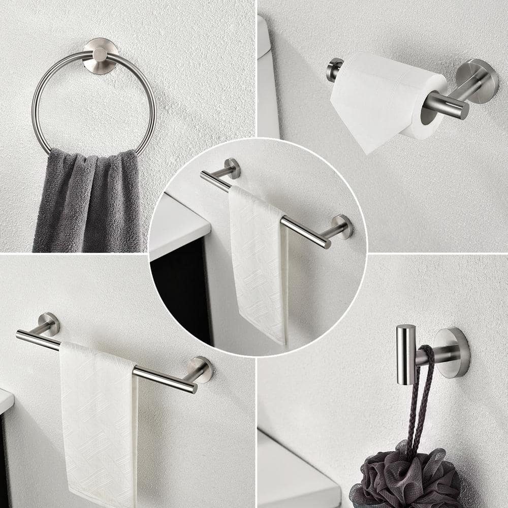 Brushed Nickel Stainless Steel 6-Piece Bathroom Towel Rack Set