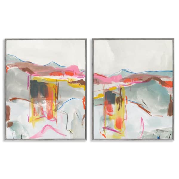 Stupell Industries Restless Soft Mountain Abstract by Melissa Wang 2 Pieces Gray Framed Abstract Giclee Art Print 14 in. x 11 in.