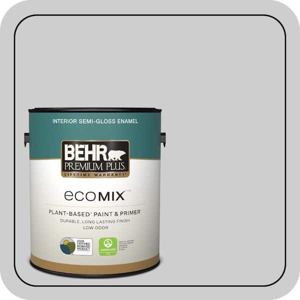 BEHR PREMIUM PLUS 1 gal. #770E-2 Silver Screen color Semi-Gloss Enamel ...