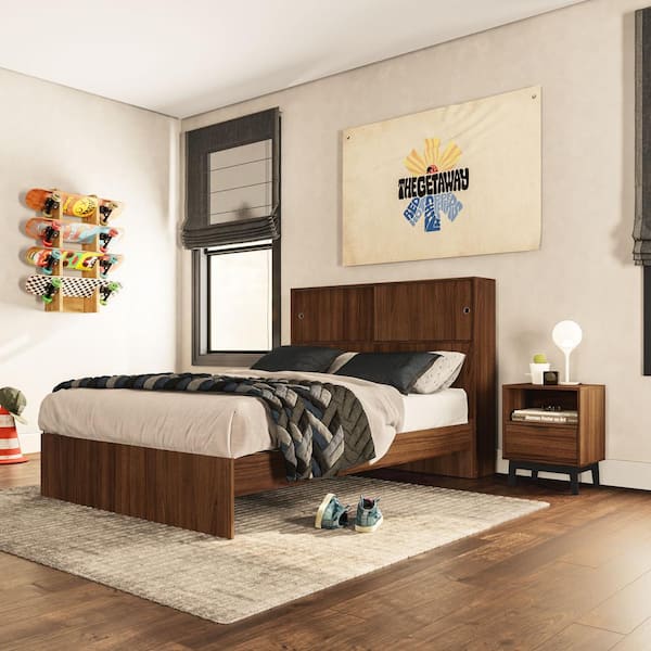 Polifurniture Victoria 3-Piece Walnut Wood Full Size Bedroom Set