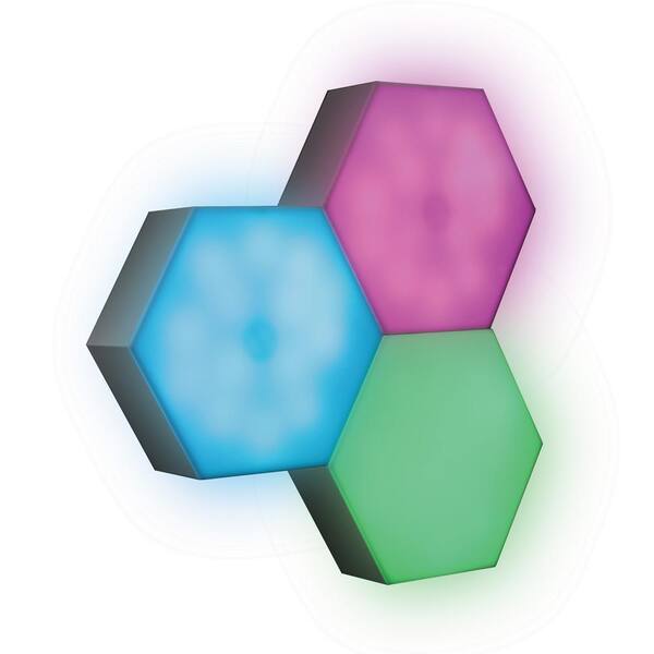 Monster Hexagon Unique Multi-Color LED Touch Light, 4 Color-Changing Modes,  DIY Installation with Mounting Hardware (3-Pack) MLB7-1056-RGB - The Home  Depot
