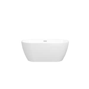 59 in. x 28.5 in. Oval Acrylic Freestanding Soaking Bathtub with Pop-up Drain and PVC Drainpipe in Glossy White