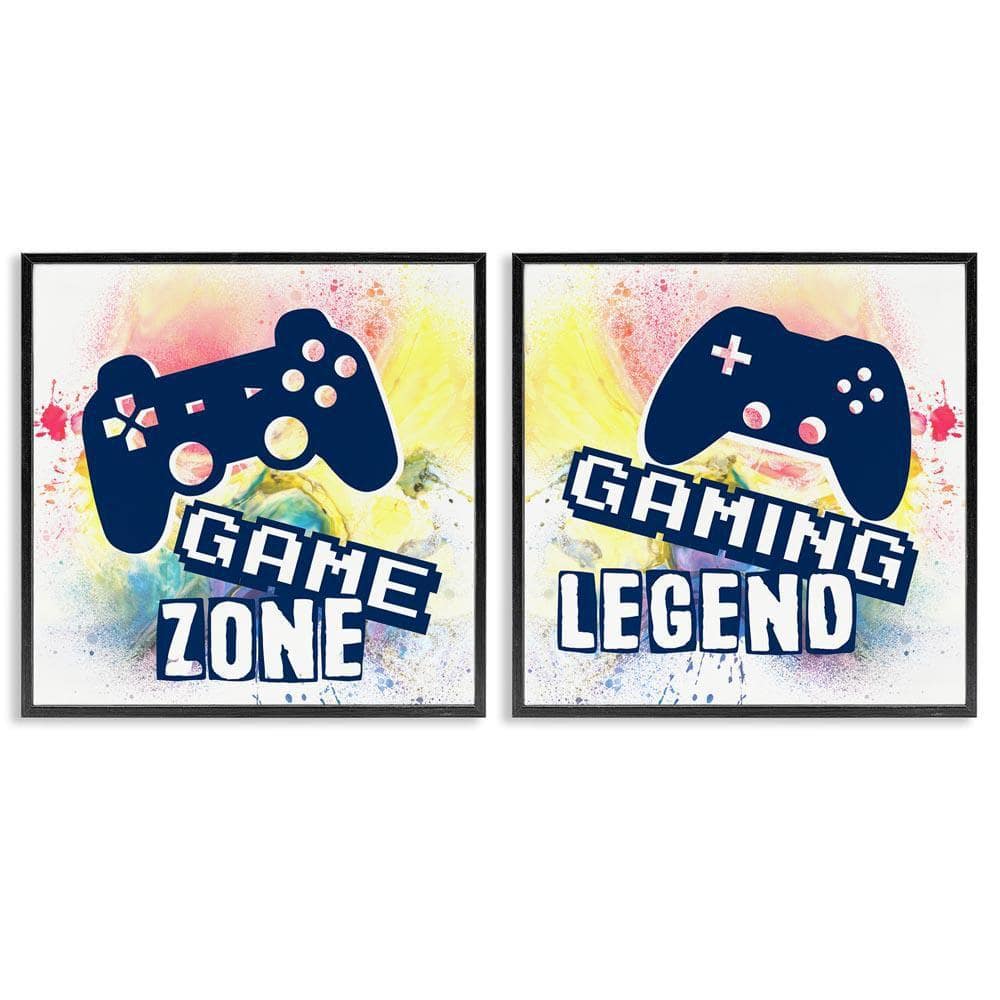 Retro Splatter Game Phrases by Marcus Prime 2-Piece Black Framed Typography Giclee Art Print 24 in. x 24 in.