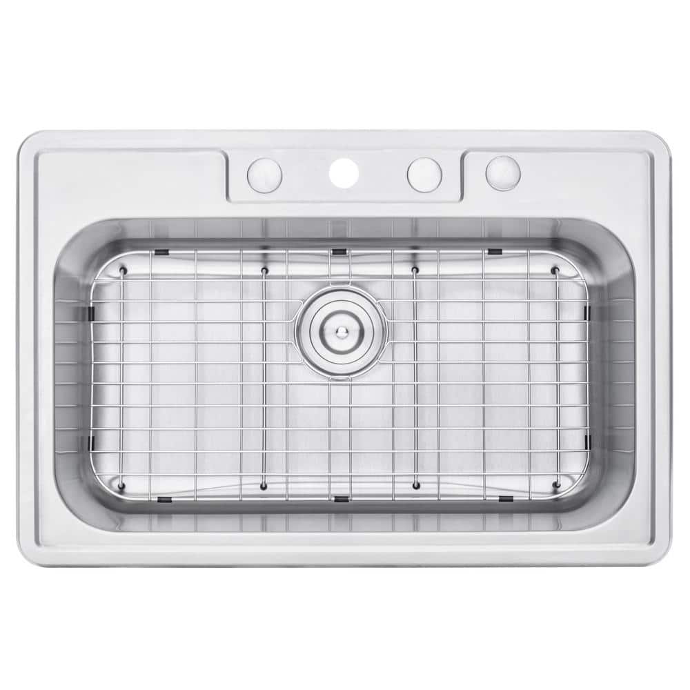 33'' Brushed Stainless Steel Single Bowl Drop-In Kitchen Sink