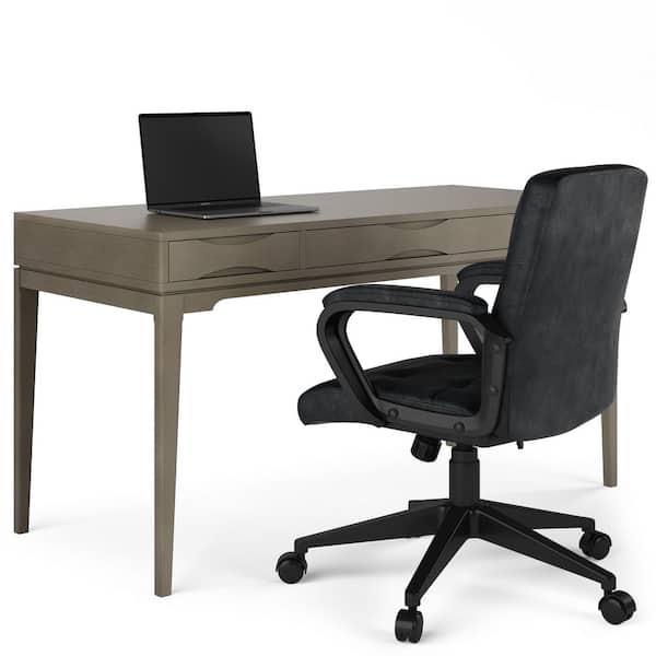 Simpli Home Harper Solid Hardwood Mid Century Modern 60 in. Wide Desk in Farmhouse Grey