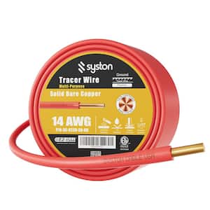 100 ft. Red 14 AWG 600-Volt Solid CU Direct Burial Tracer Wire for Locating Underground Pipes Line Gas Water Sewer Pipe