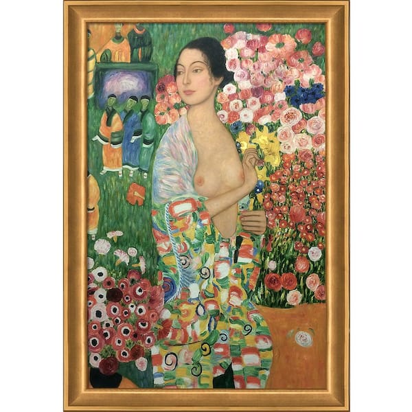 LA PASTICHE Die Tanzerin, The Dancer (Luxury Line) by Gustav Klimt Muted Gold Glow Framed People Painting Art Print 28 in. x 40 in.