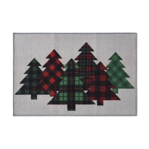 VCNY Home Christmas Tree Multicolor 2 ft. x 3 ft. Plaid Polyester Rectangle Indoor Scatter Rug