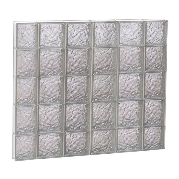 Clearly Secure 42.5 in. x 38.75 in. x 3.125 in. Frameless Ice Pattern Non-Vented Glass Block Window