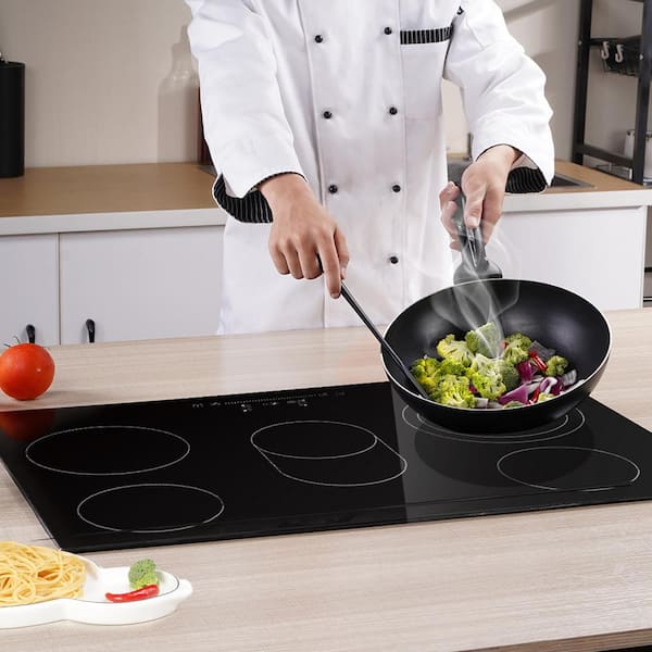 Built in Electric Stove Top 30 in. 5 Burners Glass Radiant Cooktop with Sensor Touch Control, Timer and Child Lock,Black
