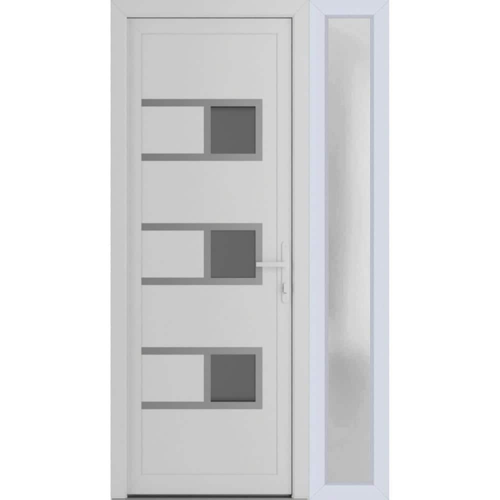 48 in. x 80 in. Left-hand/Inswing Mirrored Glass White Silk Steel Prehung Front Door with Hardware price history on PriceWatchPro