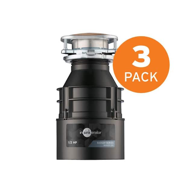 Badger 500, 1/2 HP Continuous Feed Kitchen Garbage Disposal (3-Pack), Badger Series