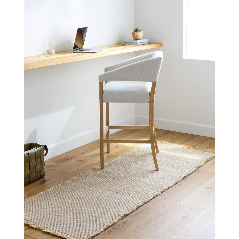 Gray and Natural Jute and Polypropylene Runner Rug, 2'7" x 7'3"