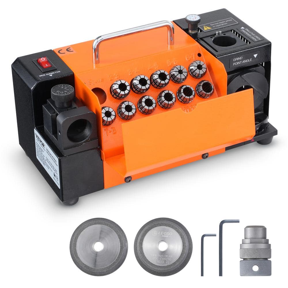 VEVOR MR13B Drill Bits Sharpener 4500PRM End Mill Grinder Sharpener and 11 Collets 95° to 135