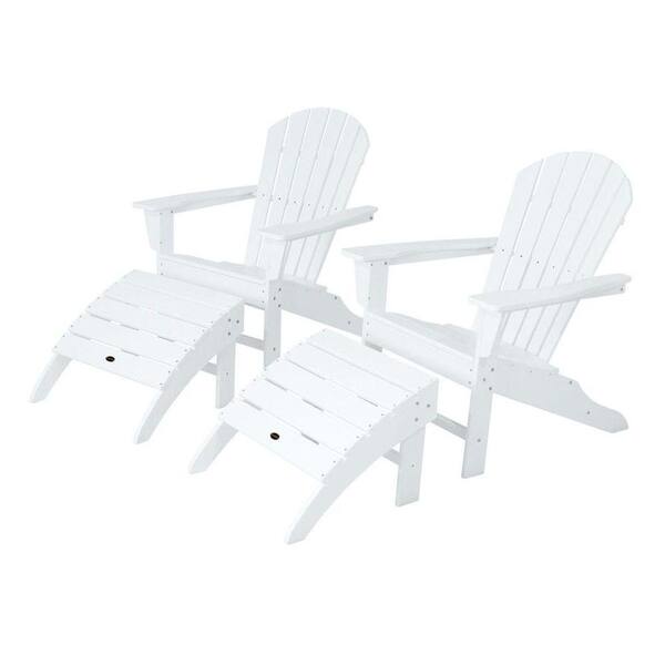 POLYWOOD South Beach White Plastic Patio Adirondack Chair (2-Pack)
