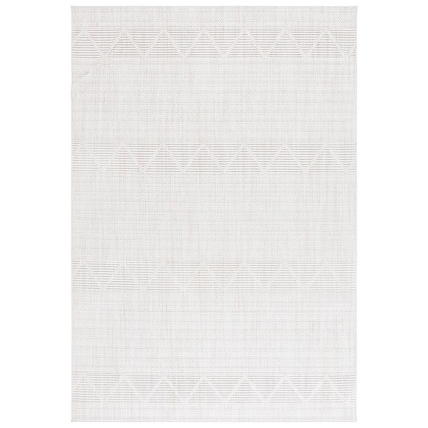 Martha Stewart Serenity 8 ft. x 10 ft. Ivory Muted Striped Trellis Area Rug