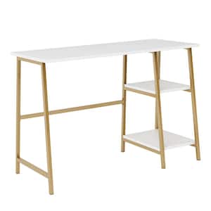 North Avenue 41.496 in. White Computer Desk with Metal Frame