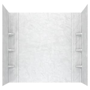 Ovation 32 in. x 60 in. x 59 in. 5-Piece Glue-Up Alcove Bath Wall Set in White Marble