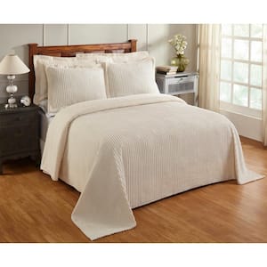 Jullian Collection 3-Piece Ivory Full 100% Cotton Tufted Unique Luxurious Bedspread Set