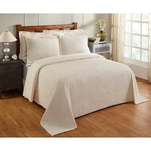 Jullian Collection 3-Piece Ivory Queen 100% Cotton Tufted Unique Luxurious Bedspread Set