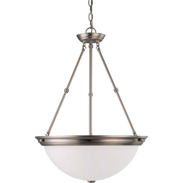 SATCO:Satco 3-Light Brushed Nickel Pendant with Frosted White Glass 60/ ...