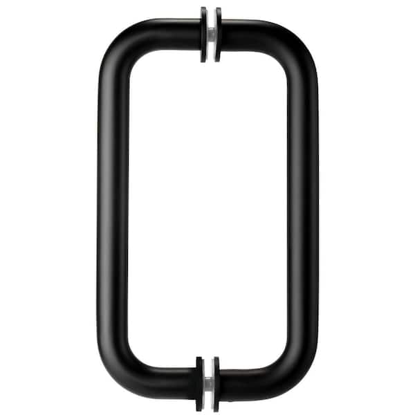 8 in. Stainless Steel Shower Door Handle with Hidden Screw for 1/4 to 1/2 in. Center to Center Glass Door, Matte Black