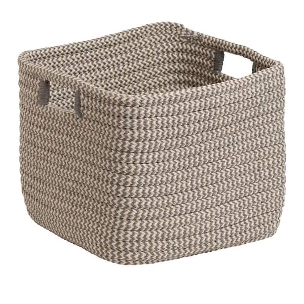 Colonial Mills Carter Grey 14 in. x 14 in. x 12 in. Square Polypropylene Braided Basket