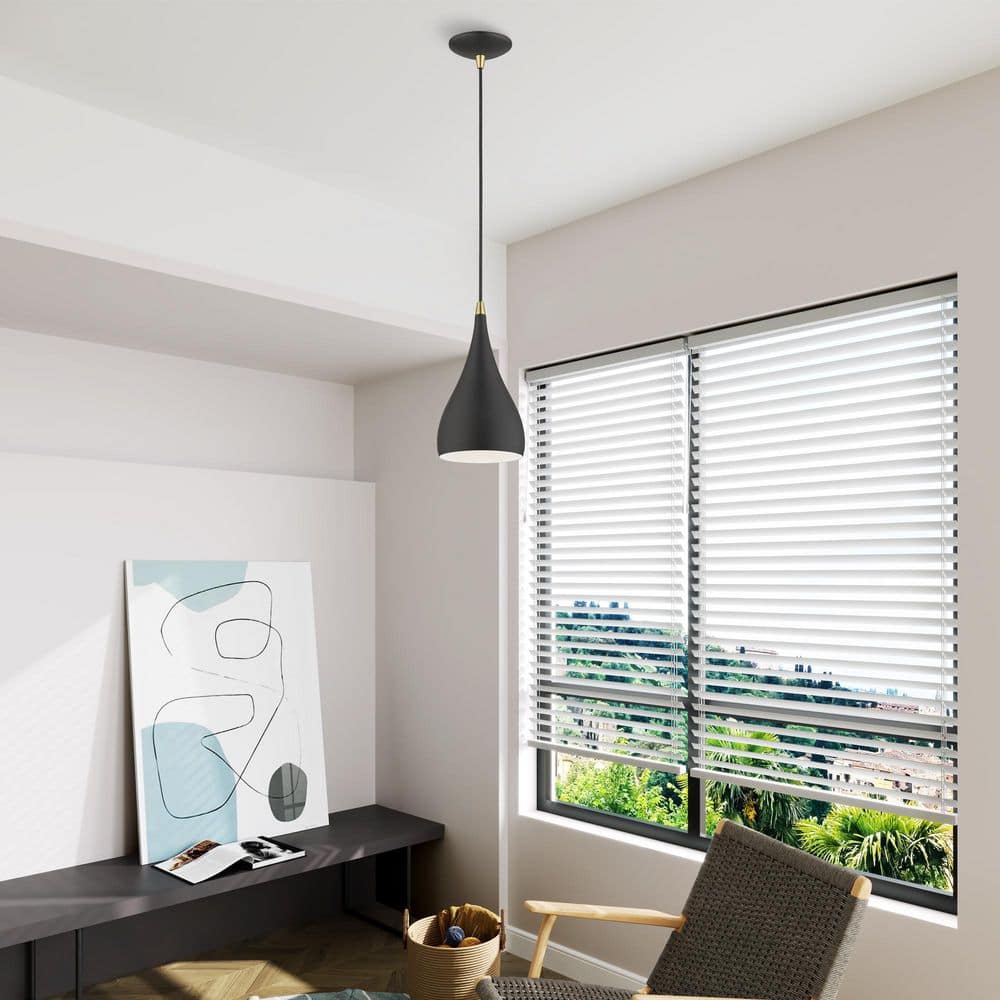Textured Black and Antique Brass Mini Pendant Light