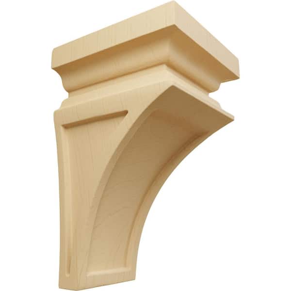 Ekena Millwork 3-1/2 in. x 6 in. x 3-3/4 in. Alder Mini Nevio Wood Corbel