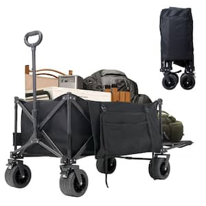 19 cu. ft. Folding Wagon 330 lbs. Capacity Collapsible Utility Metal Garden Cart with Big All-Terrain Wheels and Pocket