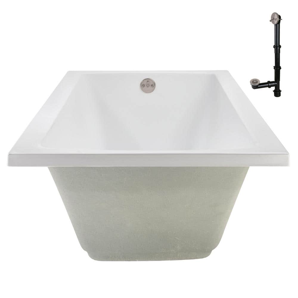 60'' x 32'' Glossy White Acrylic Soaking Drop-In Bathtub