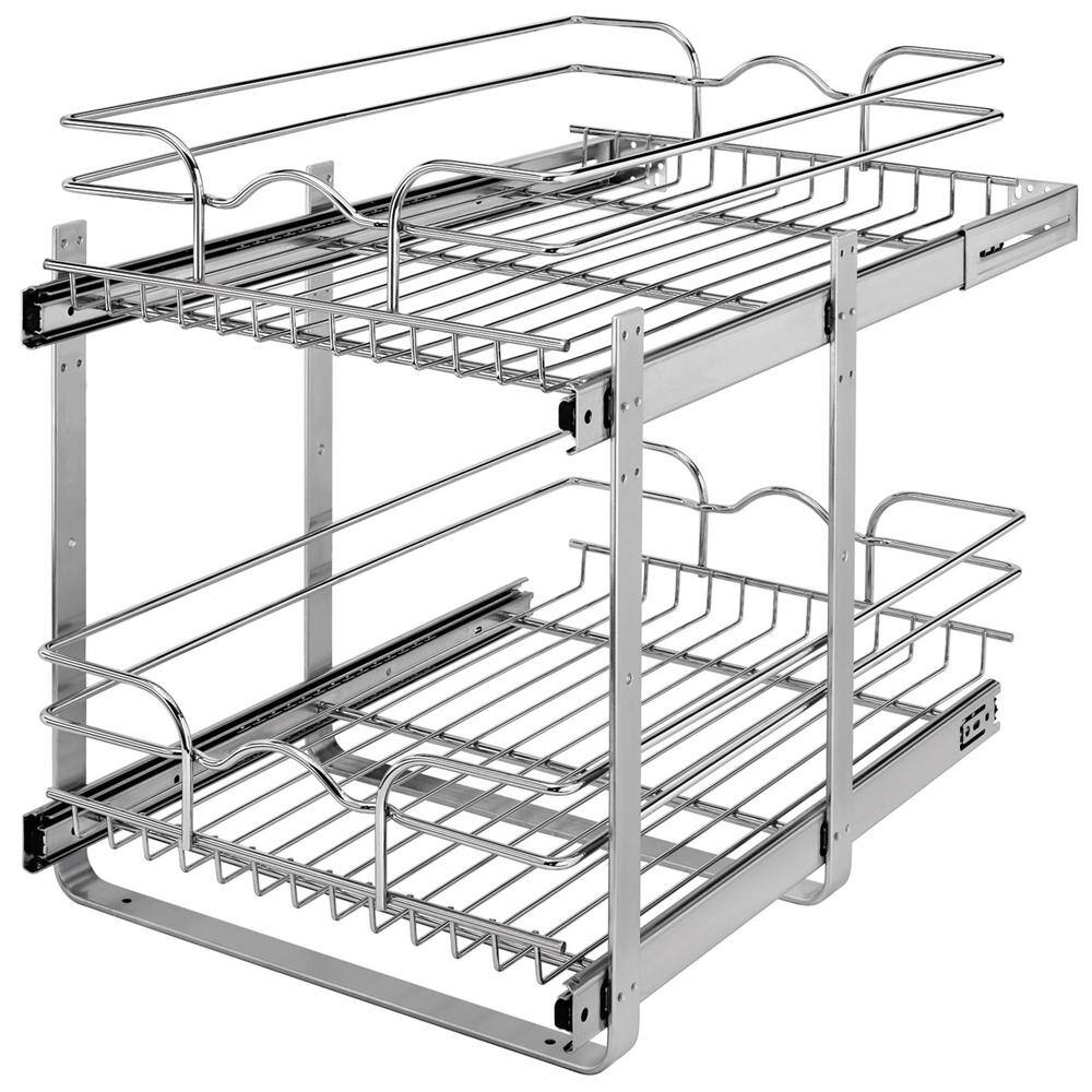 Chrome 2-Tier Wire Pullout Kitchen Cabinet Organizer