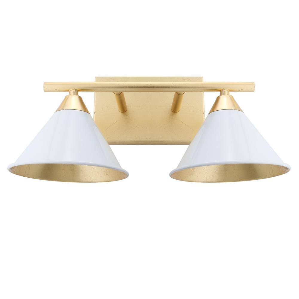 Yvette 16'' White and Gold Metal Vanity Sconce