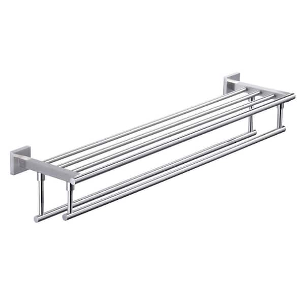 32 in. Bathroom Wall Mounted Double Tier Towel Rack with Double Towel Bar Stainless Steel in Brushed Nickel