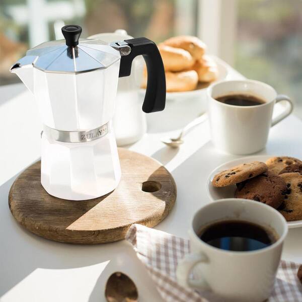 Zulay Kitchen 3-Cup Premium Moka Pot Stovetop Espresso Maker-White
