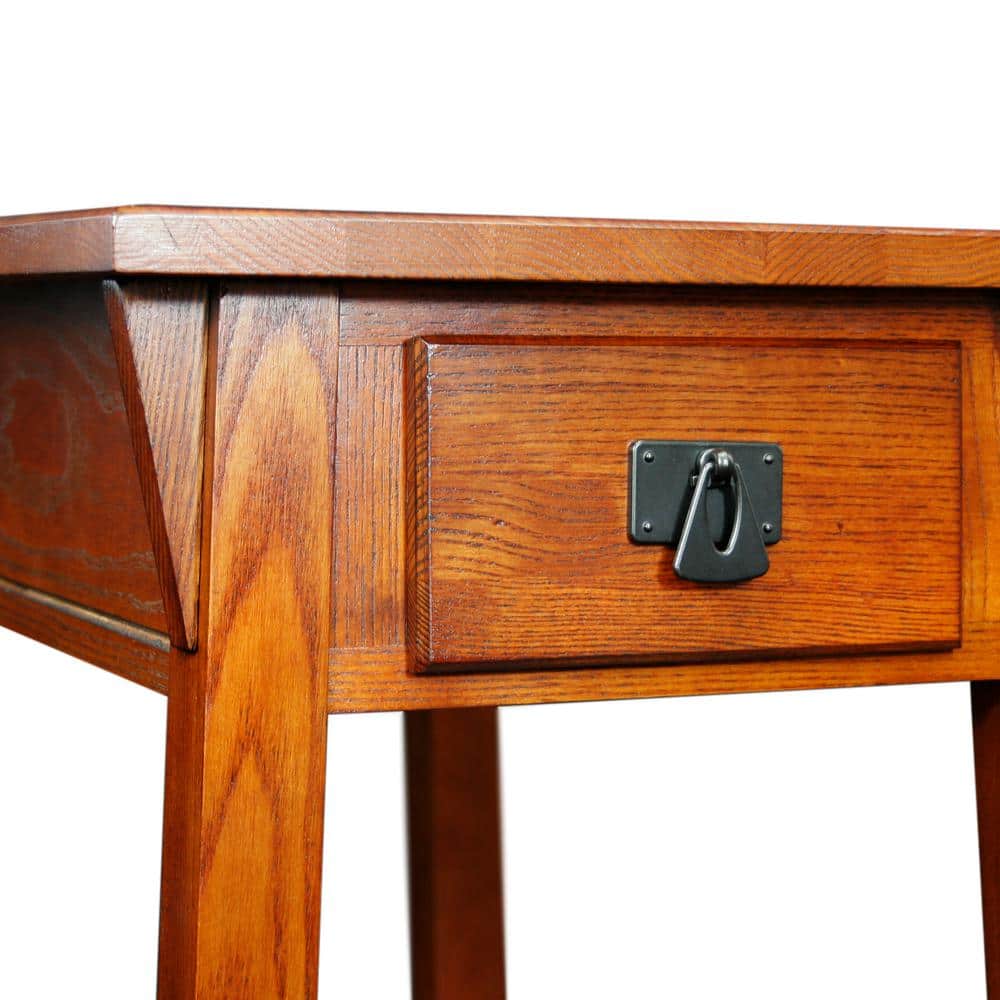 Russet Solid Wood Mission End Table with Drawer and Shelf