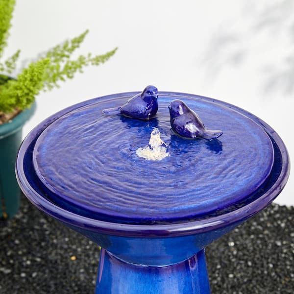 Ceramic Bird, top Medium Bird, Bird with Flower, Cobalt Blue Bird, Bird