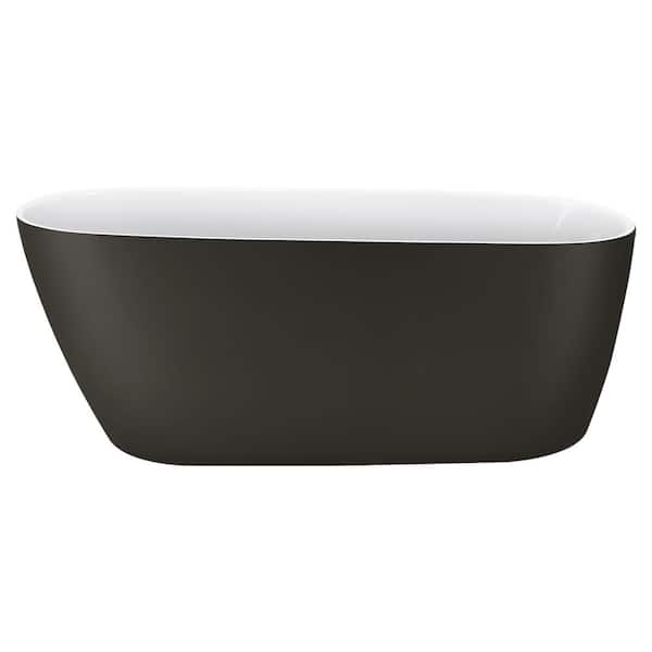 Mokleba Classic 59 in. Acrylic Single Slipper Freestanding Flatbottom Bathtub Not Whirlpool Soaking SPA Tub in Gray