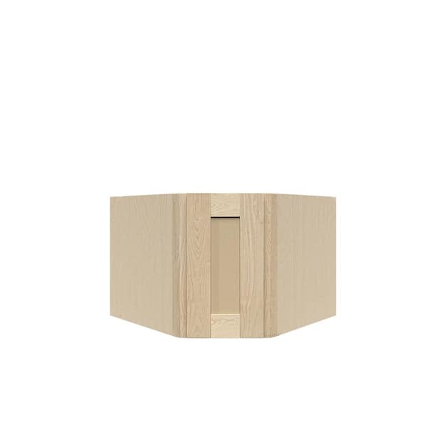 LIFEART CABINETRY Lancaster Shaker Assembled 24 in. x 15 in. x 12 in. Wall Diagonal Corner Cabinet in Natural Wood