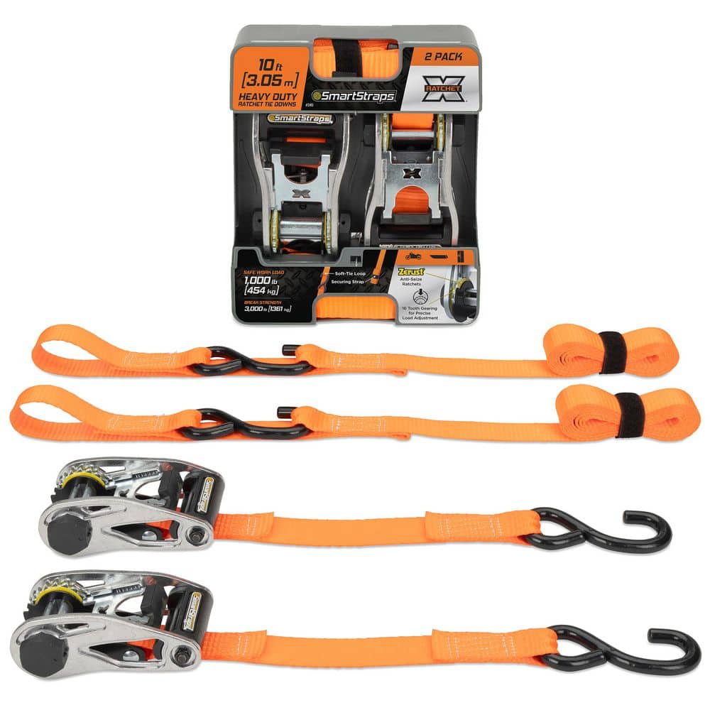 SmartStraps 10 ft. Orange RatchetX Tie Down Straps with 1,000 lb